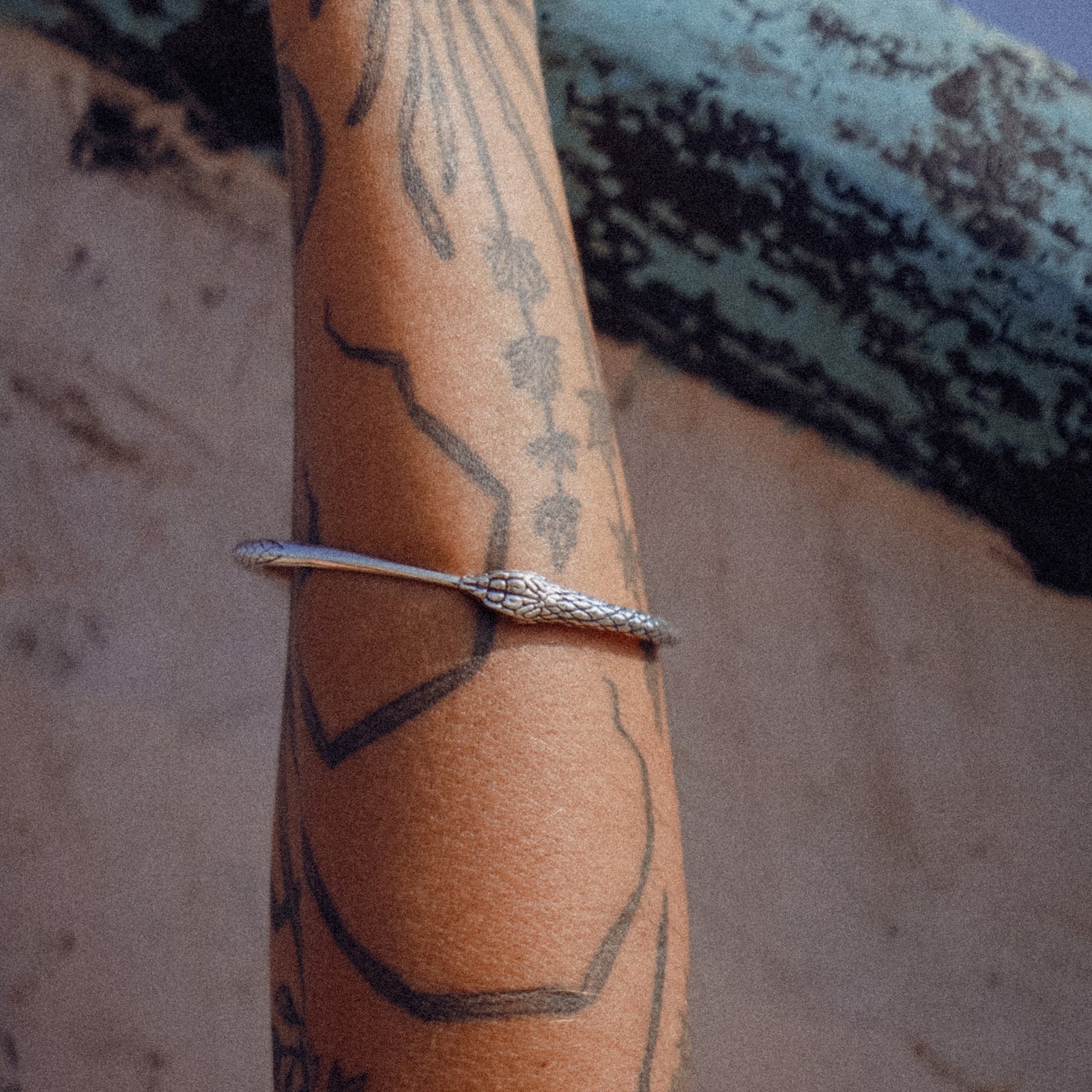 Ouroboros Snake Bangle Silver
