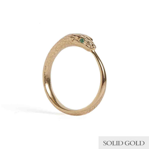 Ouroboros Snake Ring with Emeralds Solid Gold Rachel Entwistle
