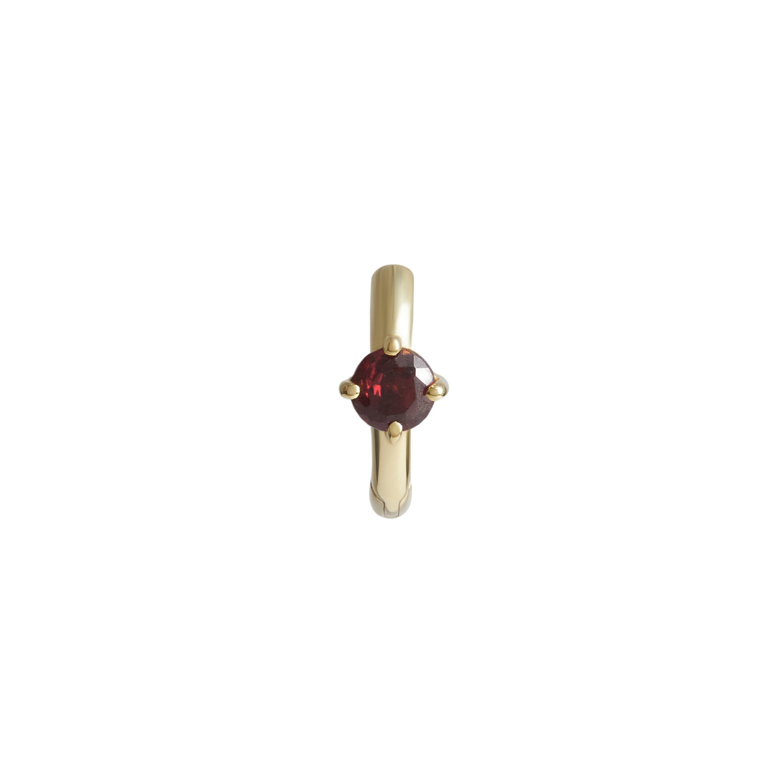 Birthstone Round Piercing Huggie Solid Gold