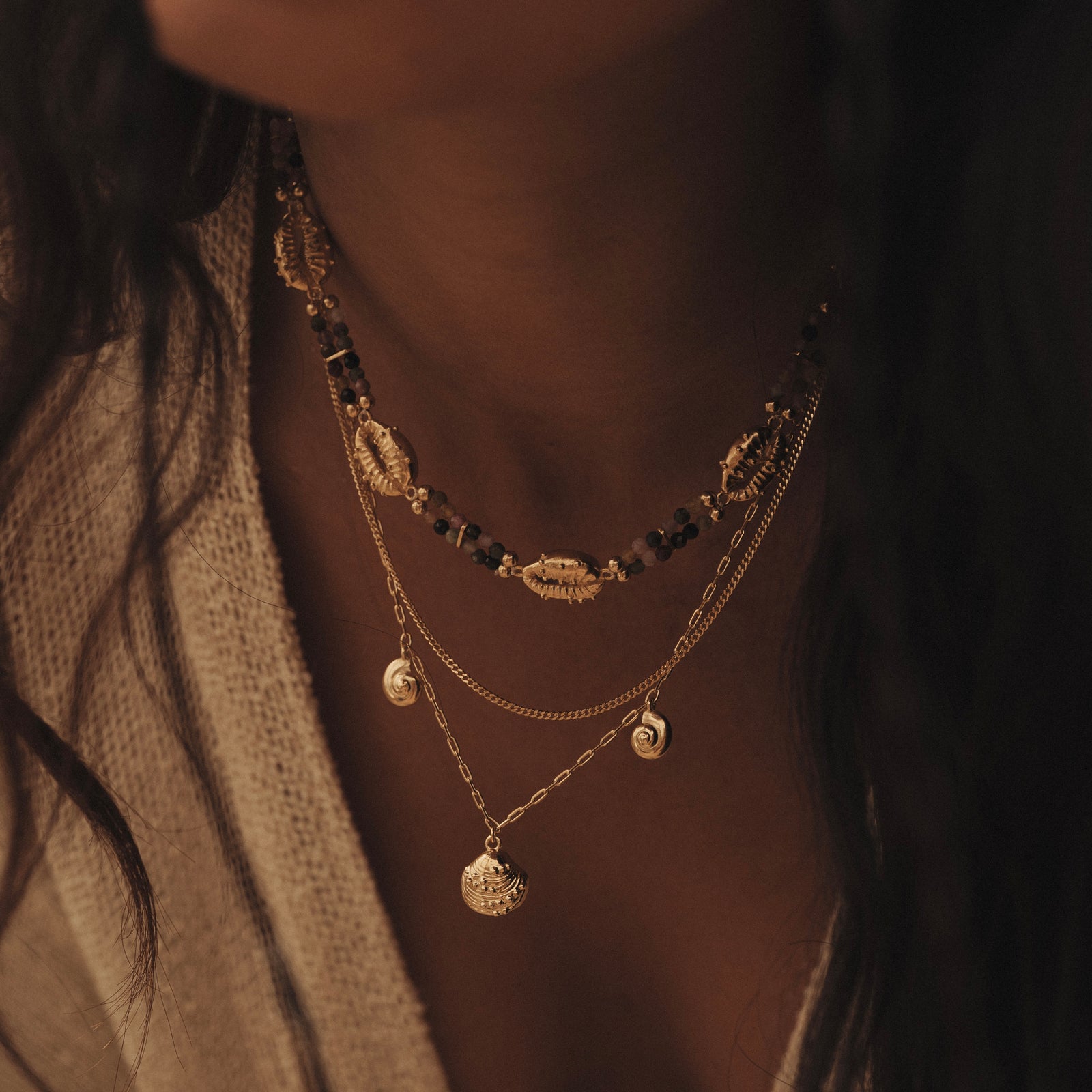 Aphrodite Tourmaline Choker Necklace Gold