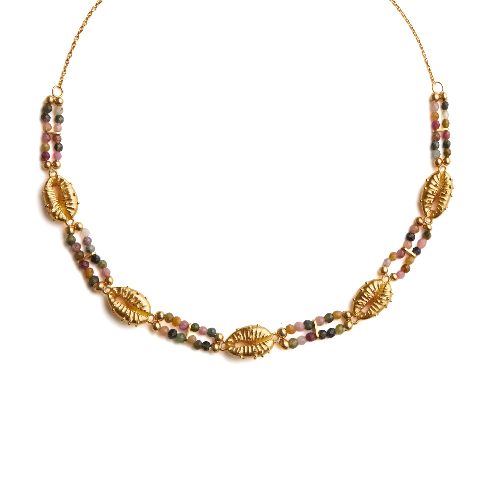 Aphrodite Tourmaline Choker Necklace Gold