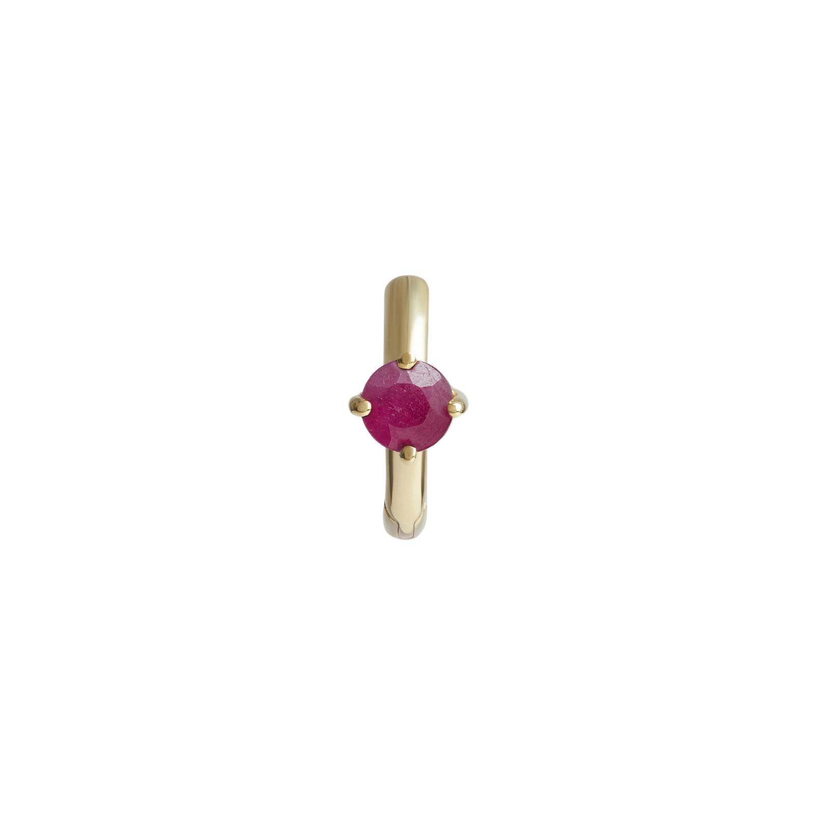 Birthstone Round Piercing Huggie Solid Gold