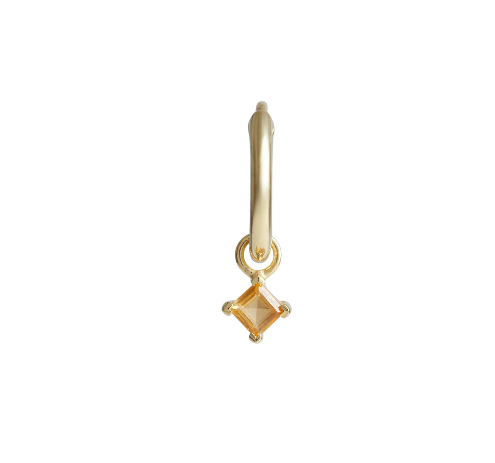 Birthstone Square Charm Hoop Solid Gold