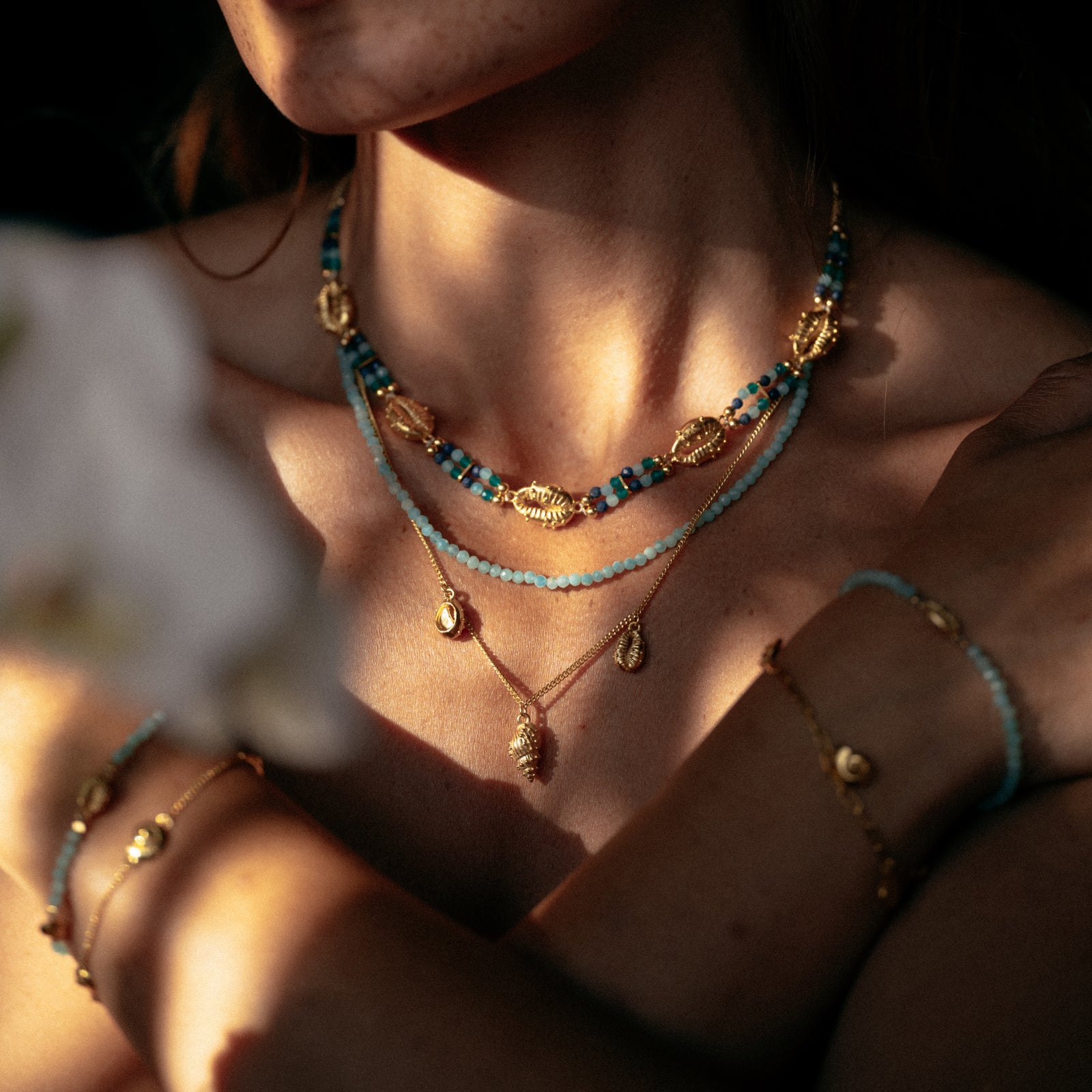 Aphrodite Mini Amazonite Bracelet Gold