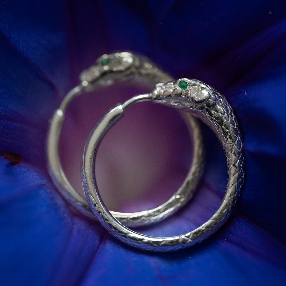 Ouroboros Snake Hoops Silver