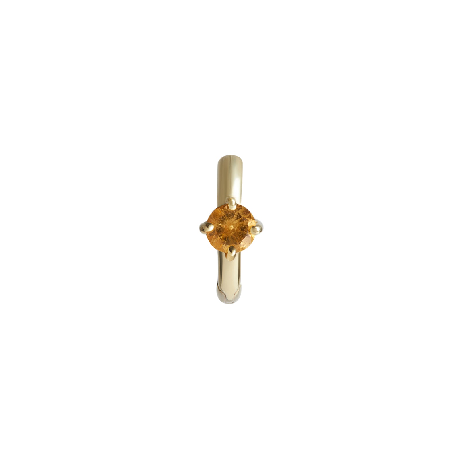 Birthstone Round Piercing Huggie Solid Gold