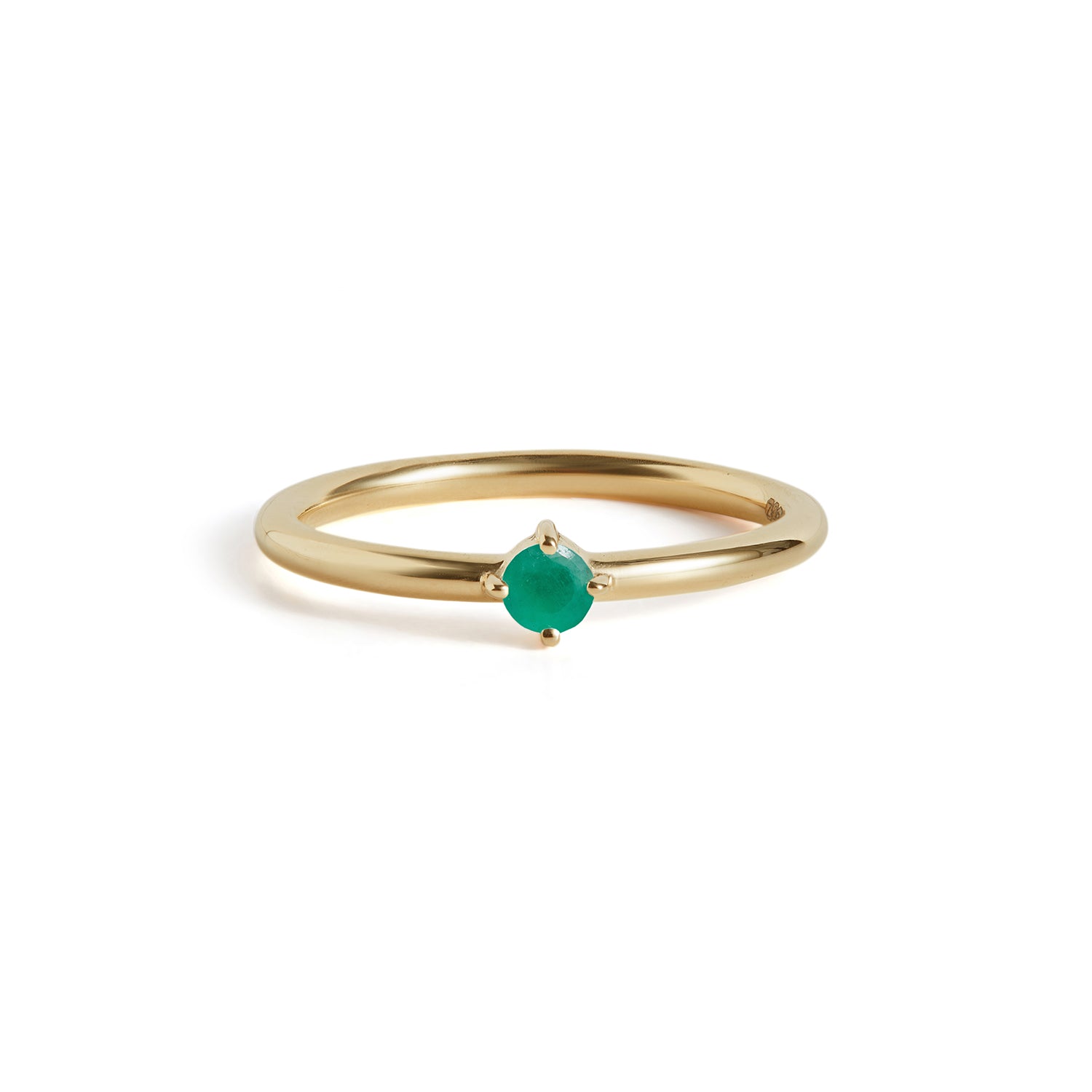 Birthstone Round Ring Solid Gold