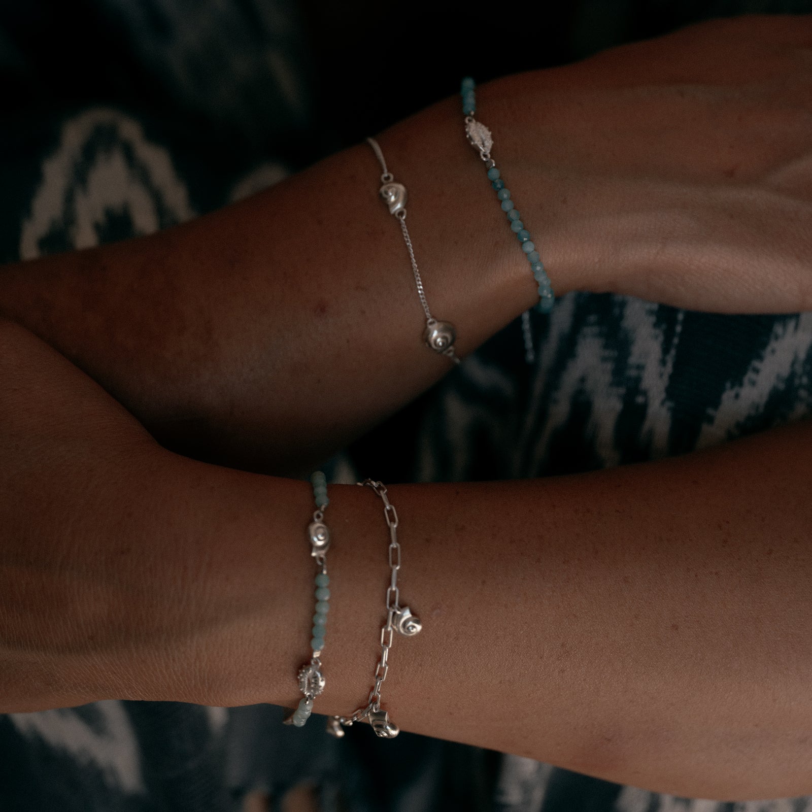 Inanna Spiral Amazonite Bracelet Silver