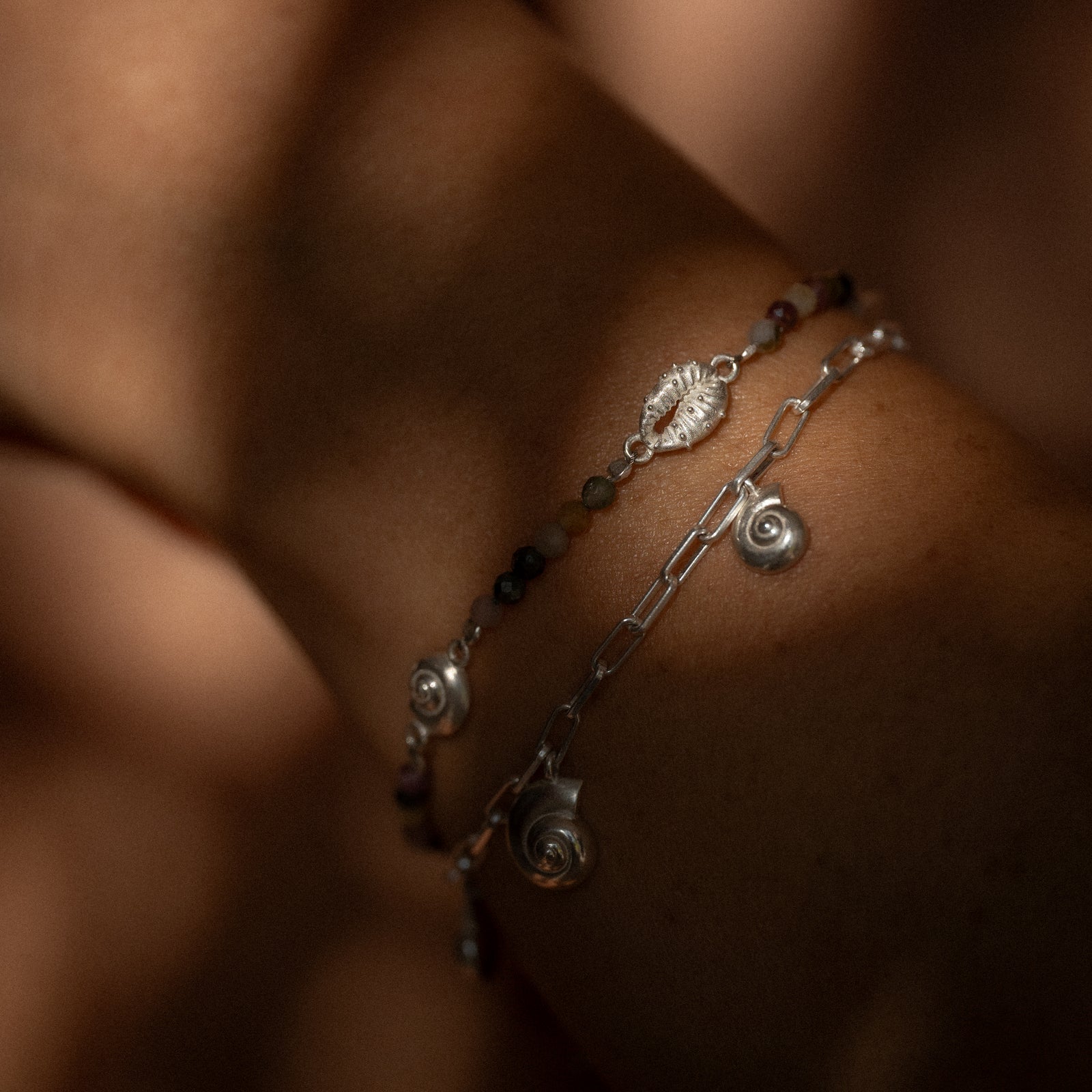 Inanna Spiral Tourmaline Bracelet Silver