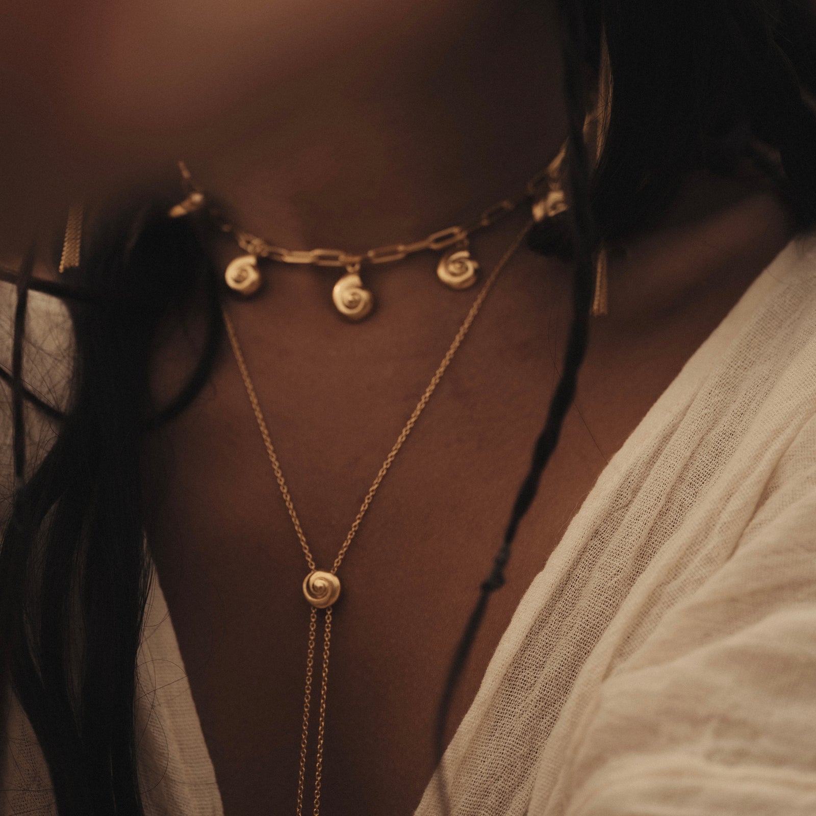 Inanna Spiral Charm Necklace Gold