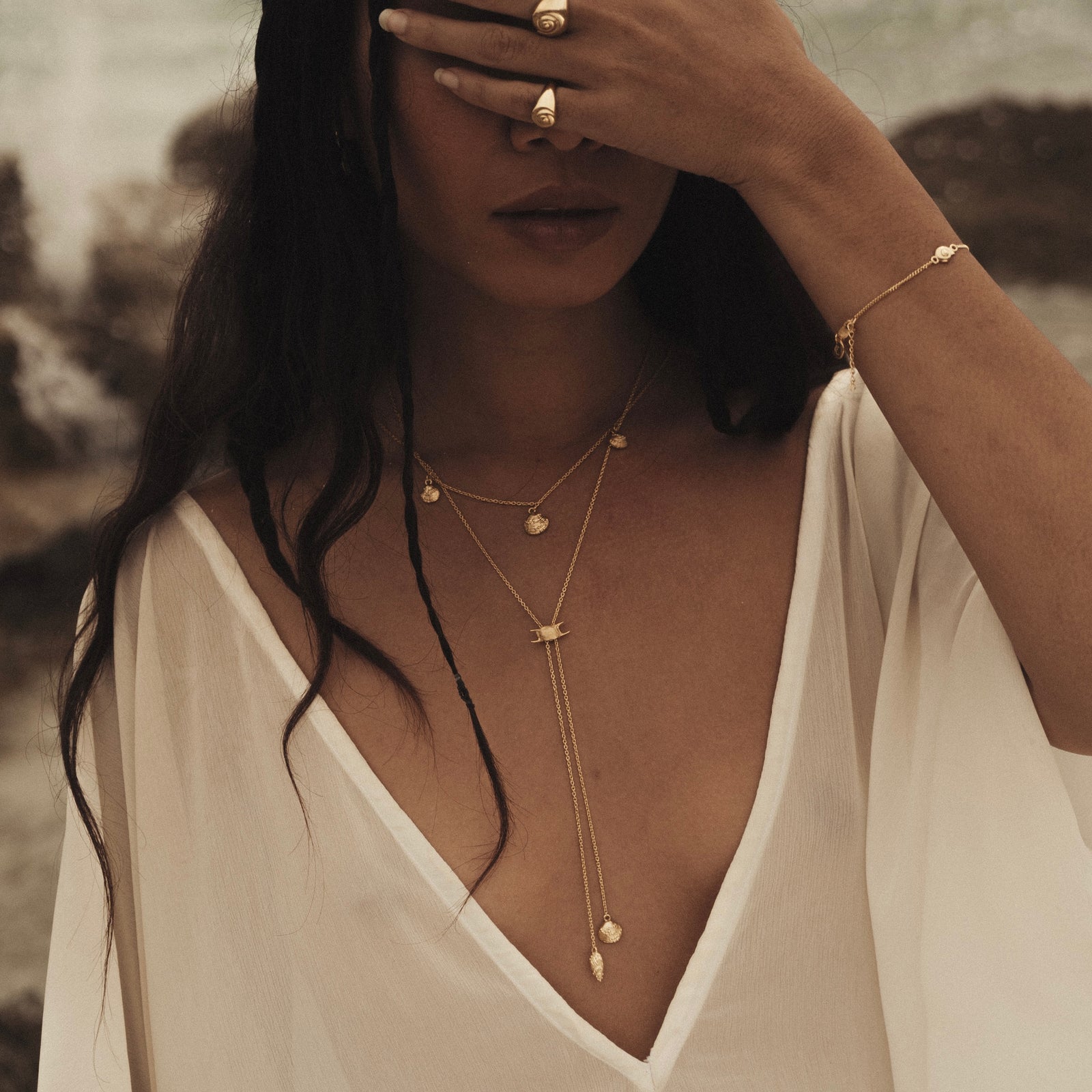 Mermaid's Purse Bolero Necklace Gold