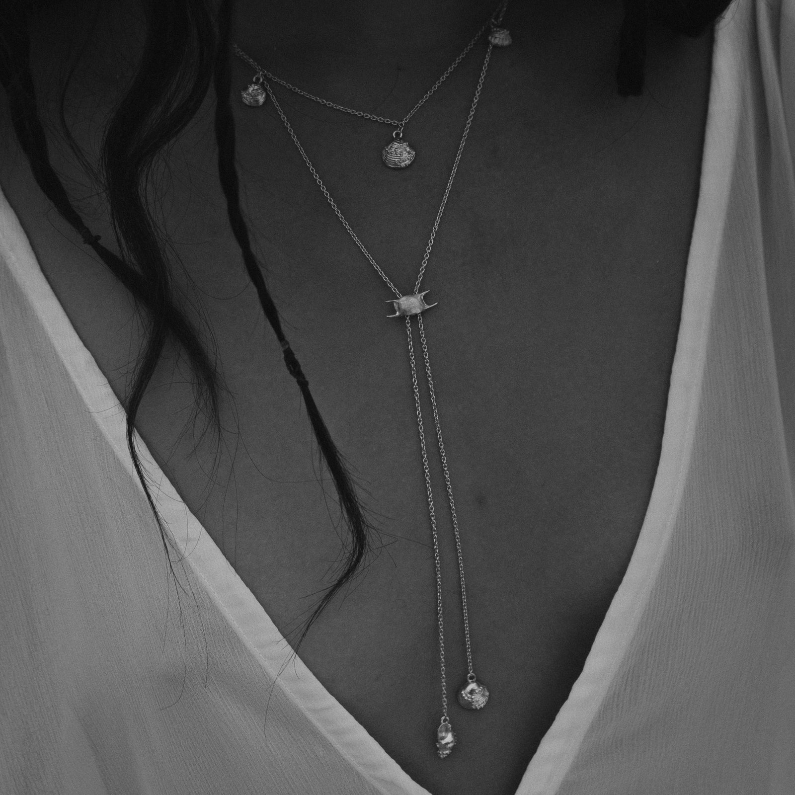 Mermaid's Purse Bolero Necklace Silver