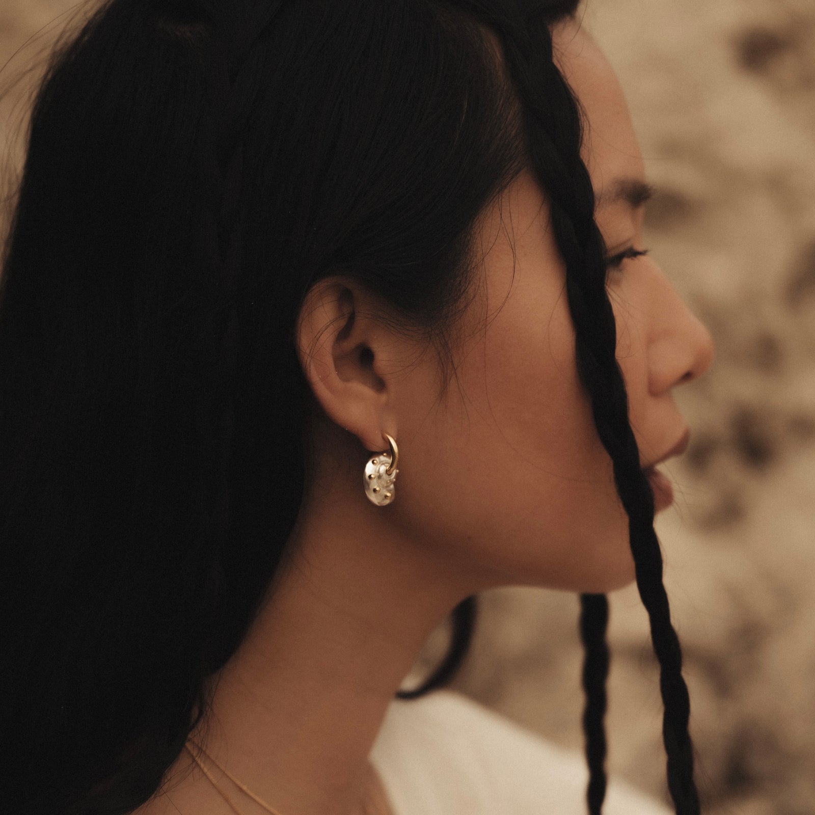 Inanna Spiral Mixed Metal Chunky Hoop Earrings