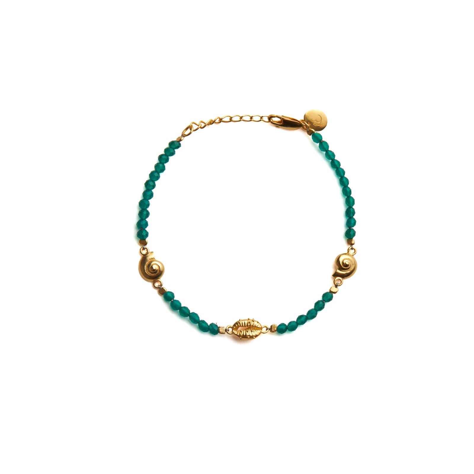 Inanna Spiral Green Onyx Bracelet Gold