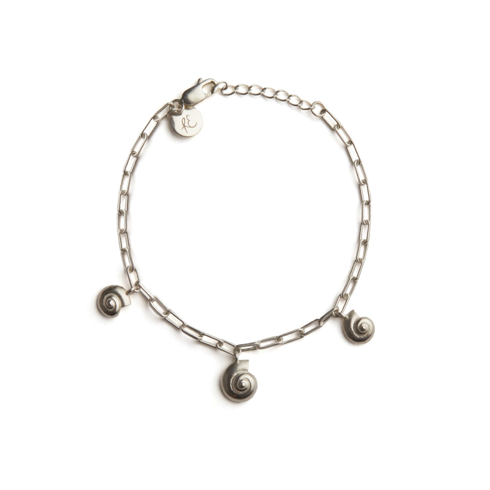 Inanna Spiral Charm Bracelet Silver