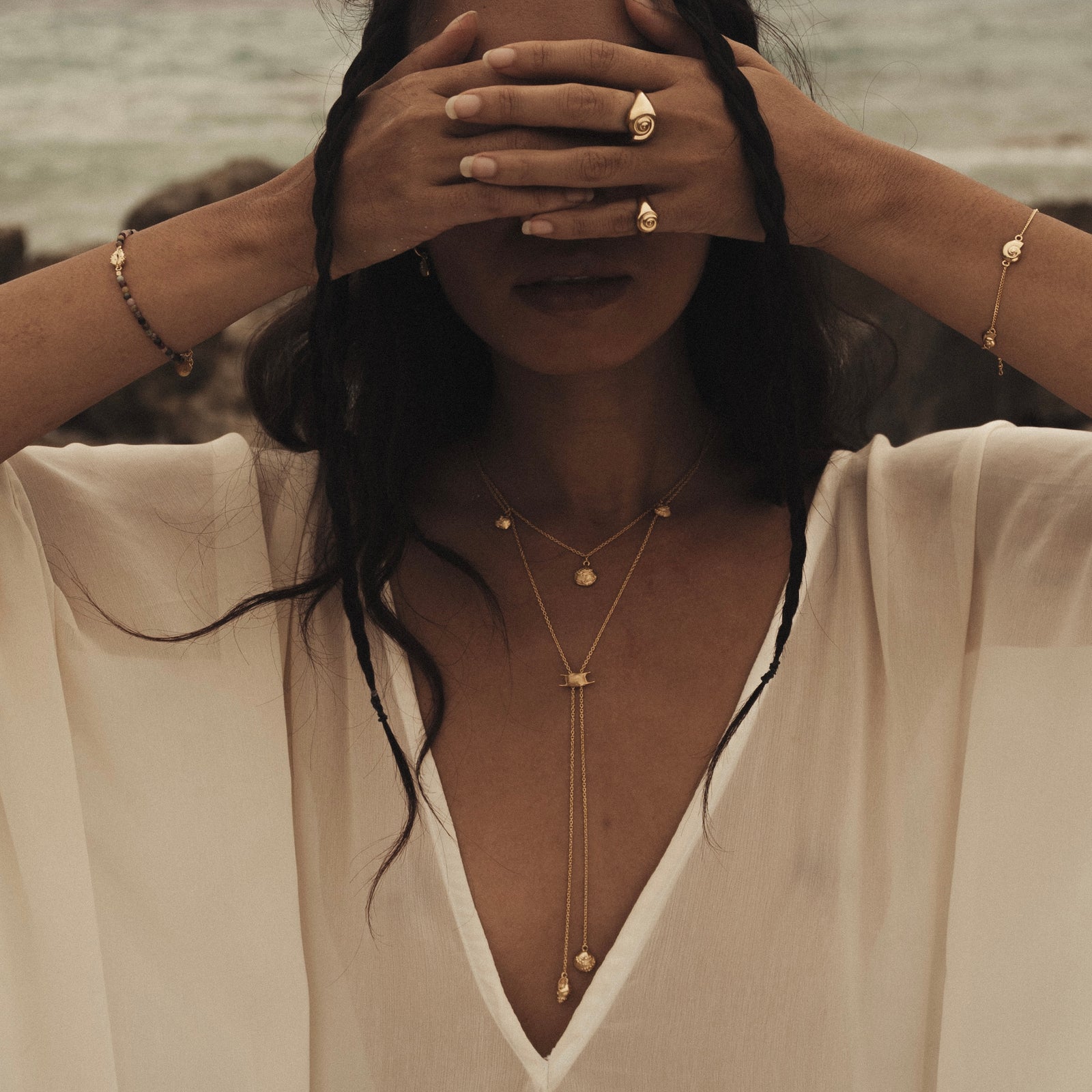 Mermaid's Purse Bolero Necklace Gold