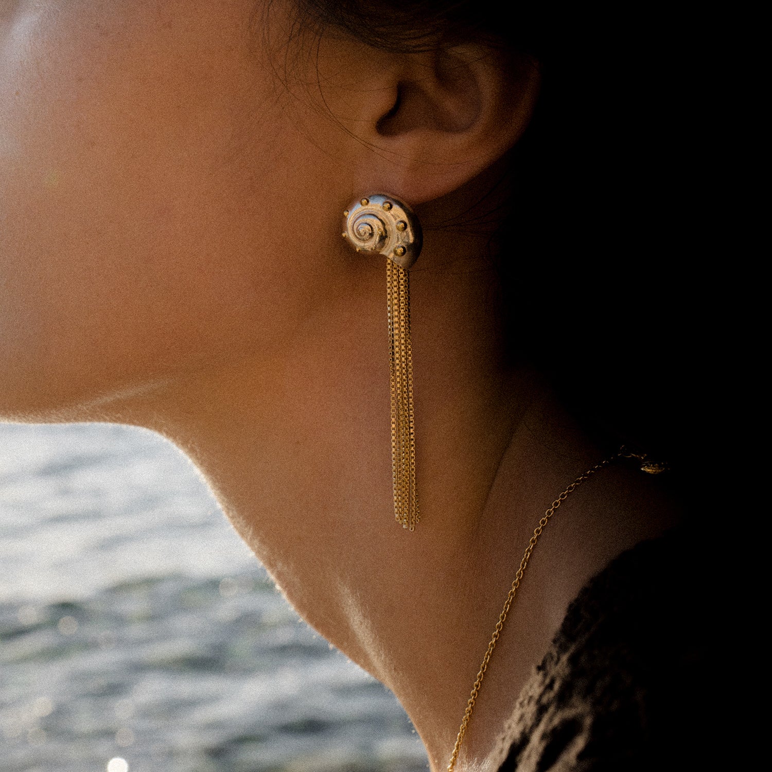 Inanna Spiral Mixed Metal Chain Earrings