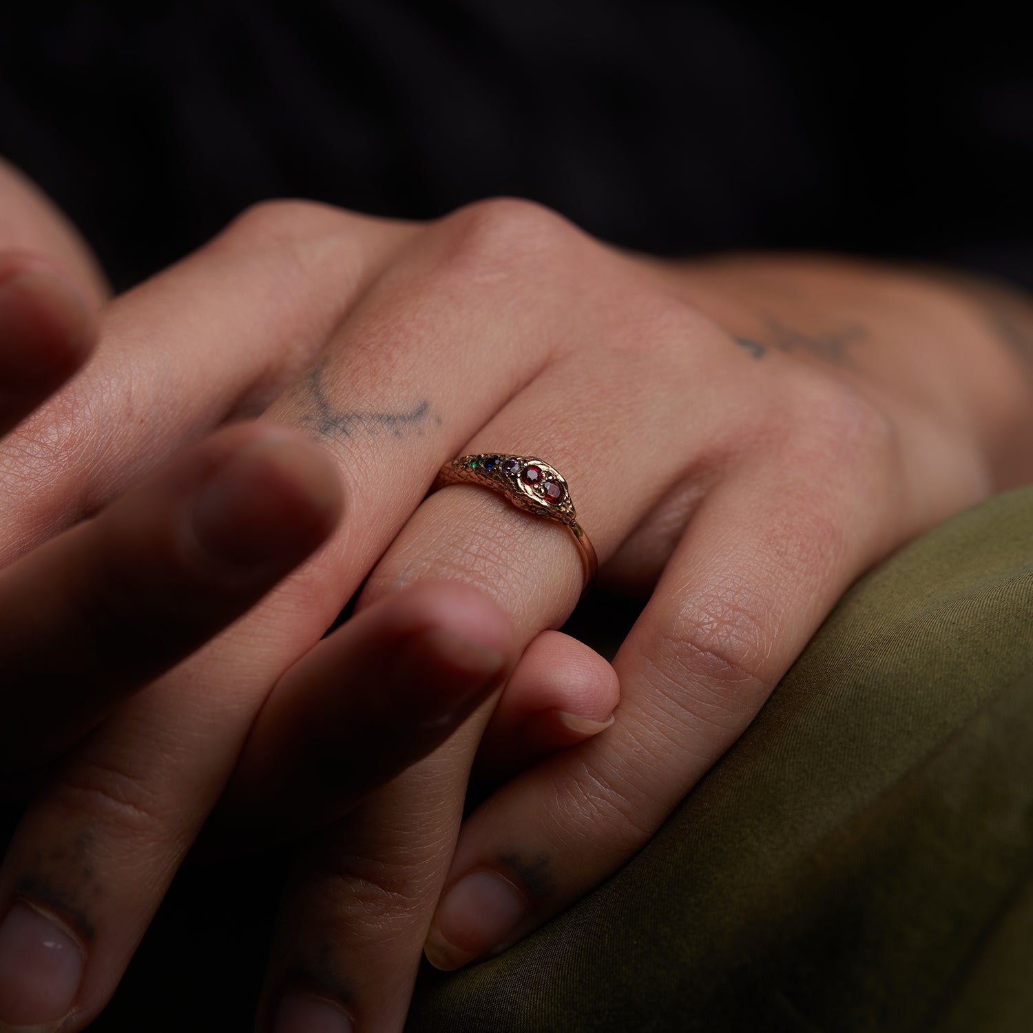 The Rainbow Ouroboros Snake Ring