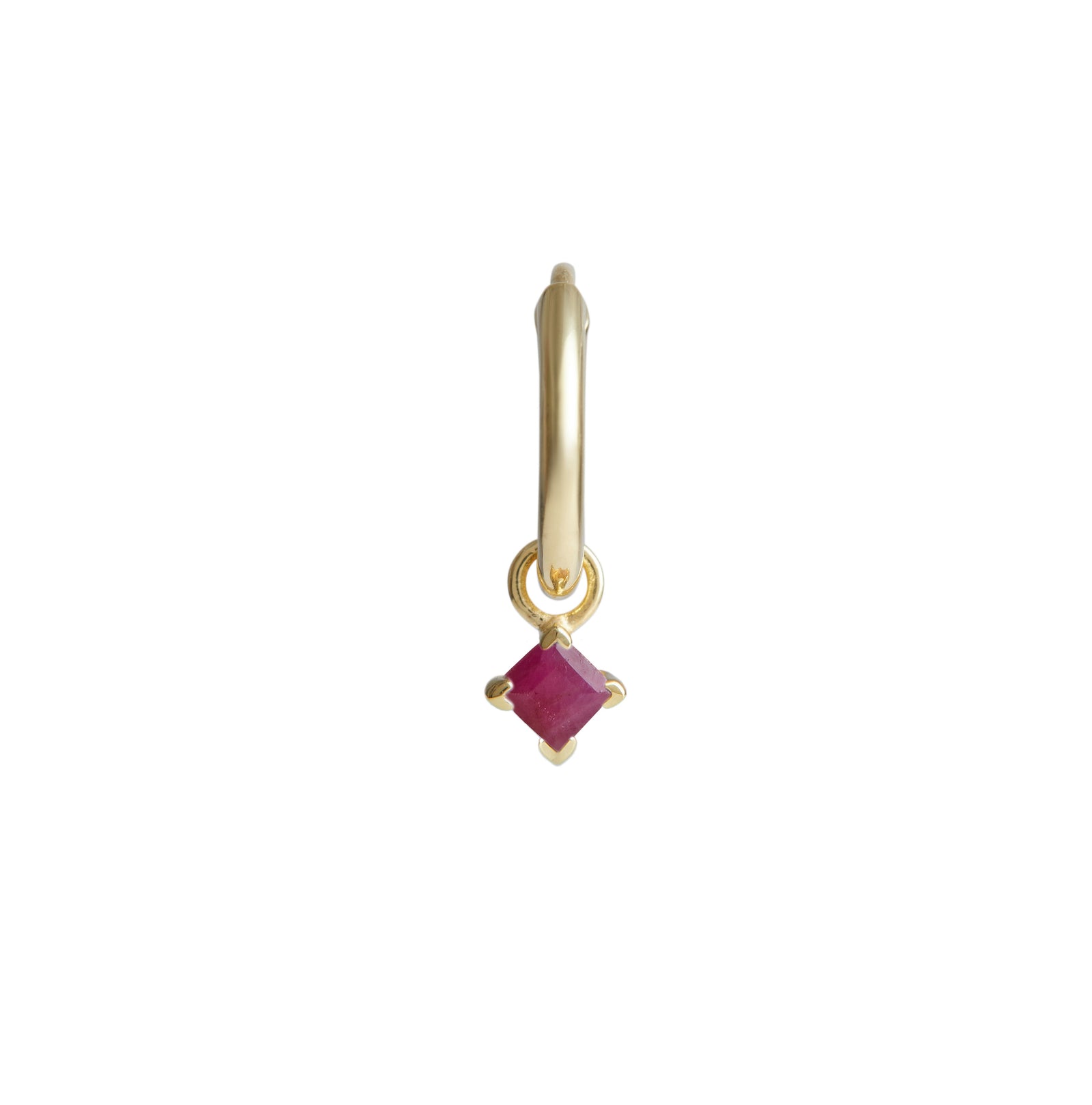 Birthstone Square Charm Hoop Solid Gold