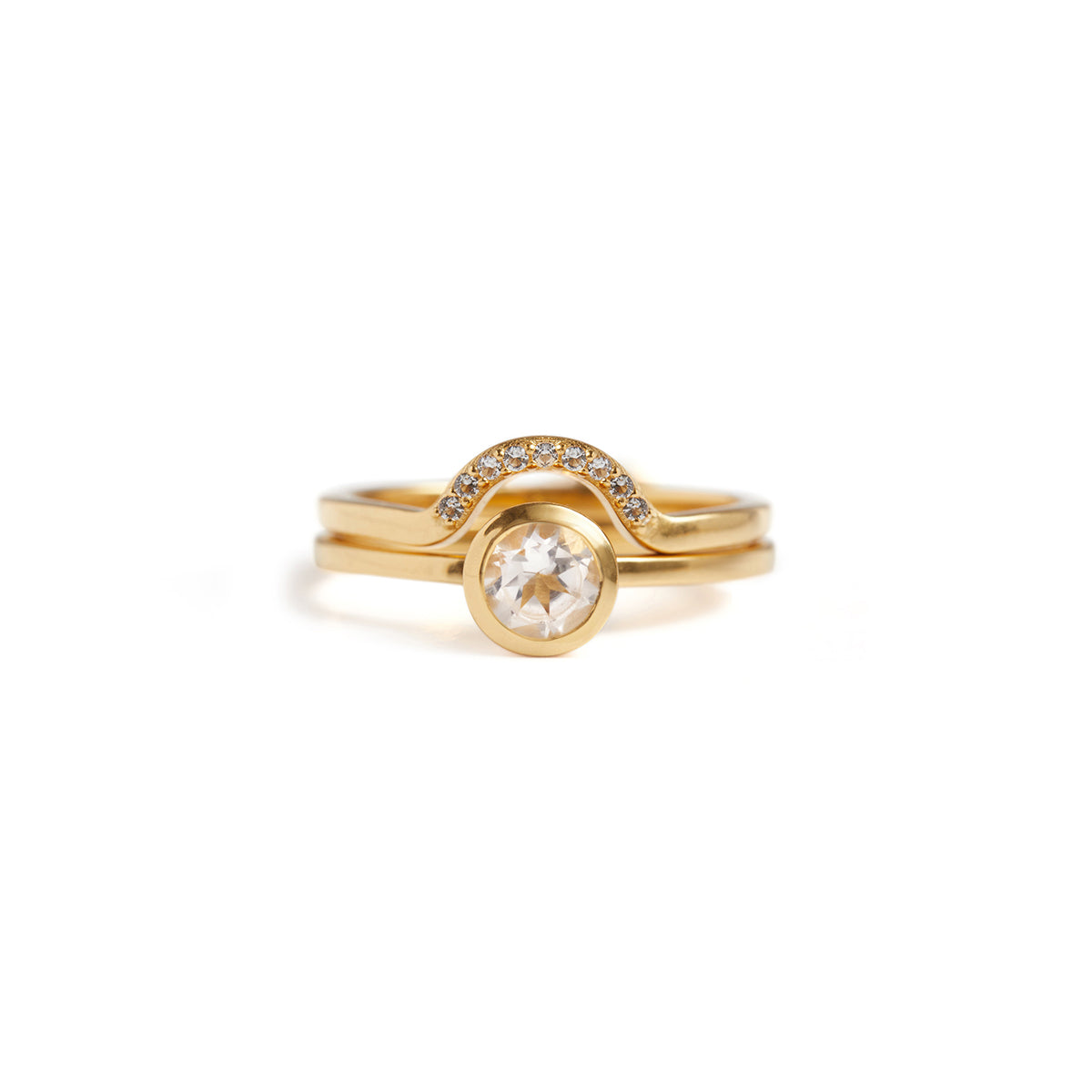 Mountain Pave & Solitaire Stack Solid Gold