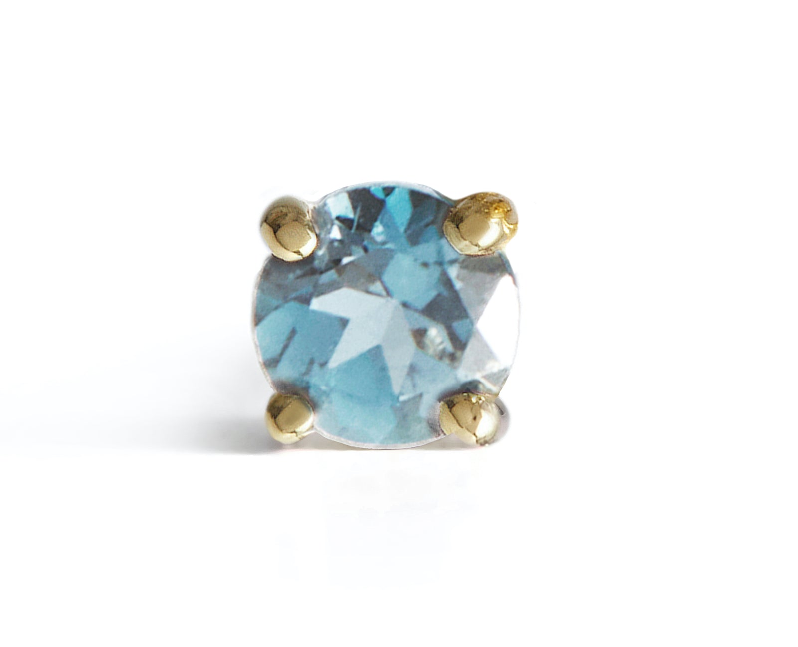 Birthstone Round Stud Solid Gold