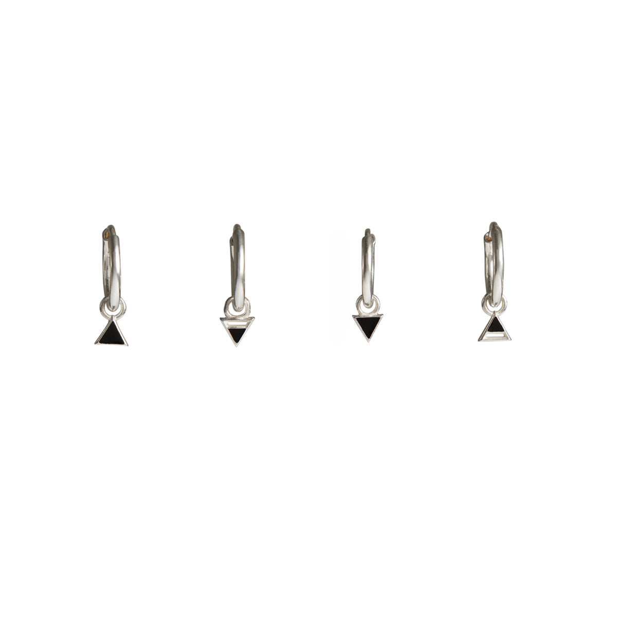 Four Elements Enamel Mini Hoop Earrings Silver