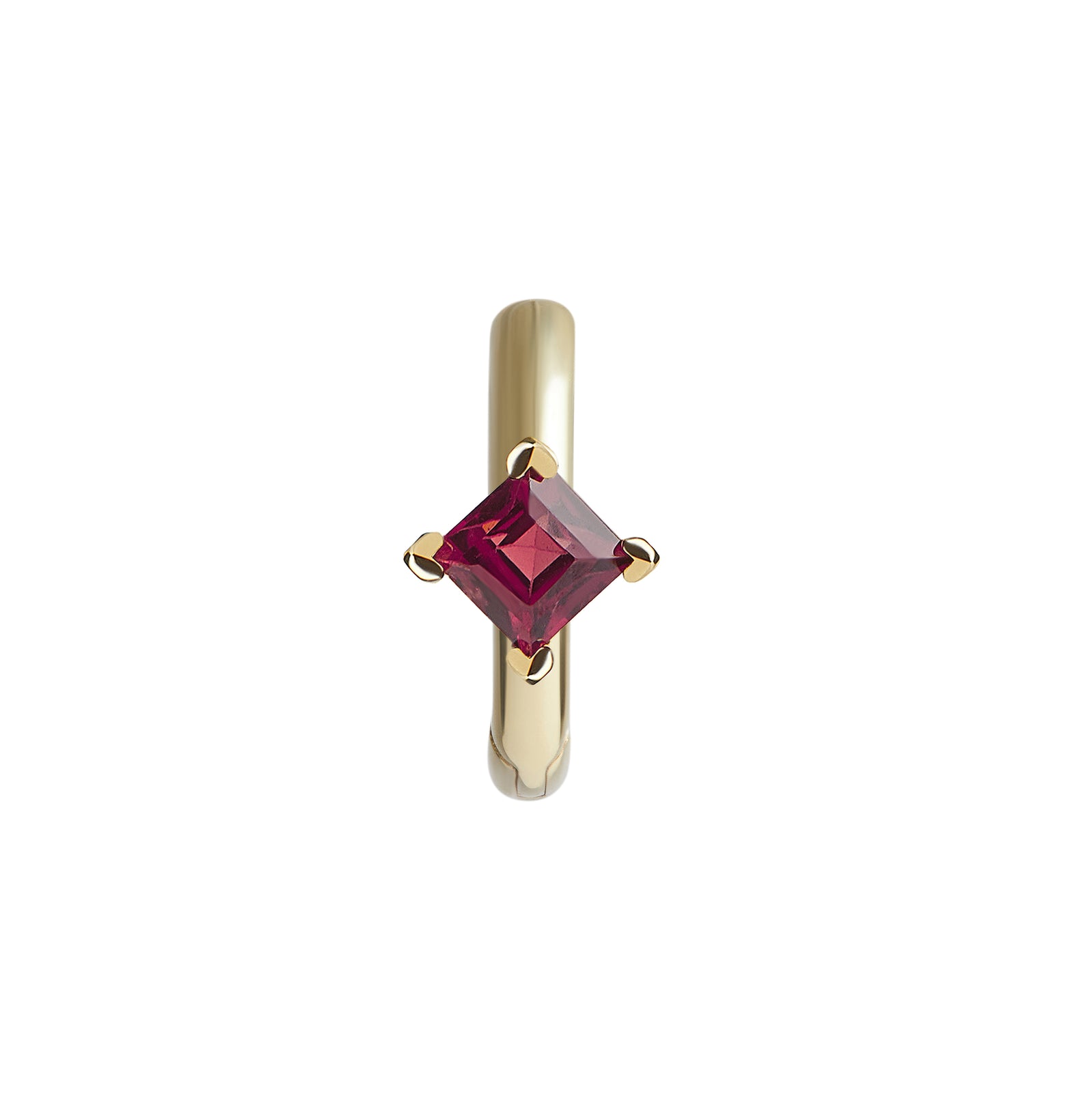 Birthstone Square Piercing Huggie Solid Gold