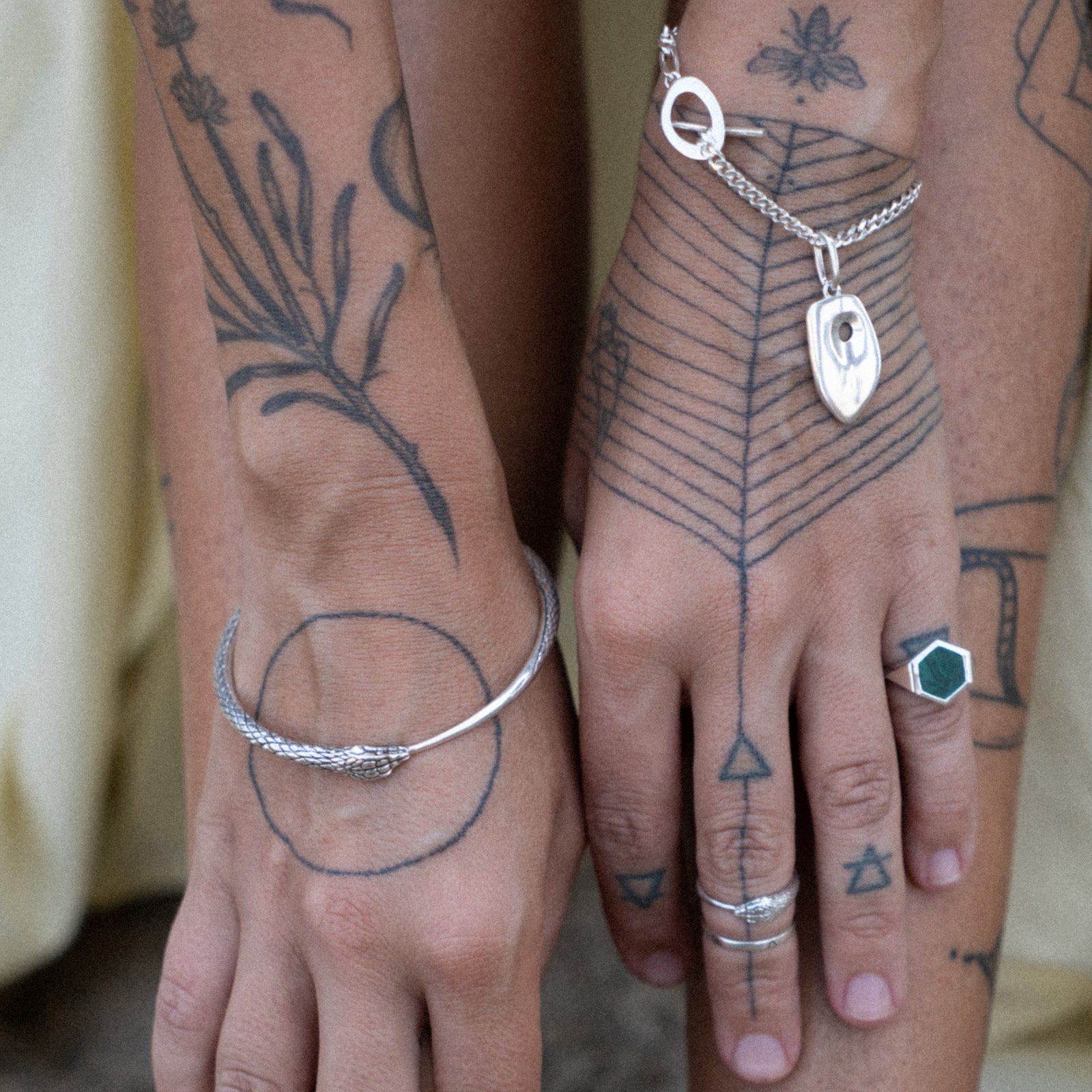 Ouroboros Snake Bangle Silver