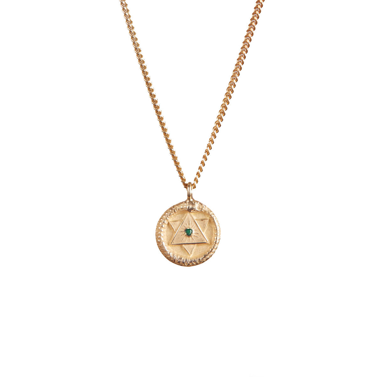 Ouroboros Necklace with Emerald Solid Gold