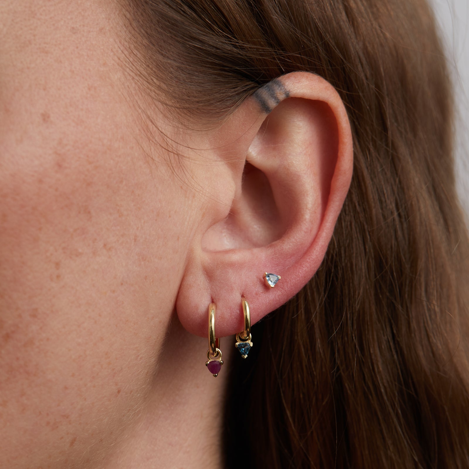 Birthstone Trillion Stud Solid Gold