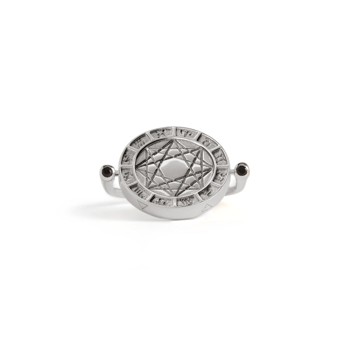 Alchemist's Spinning Ring with Black Sapphires Silver