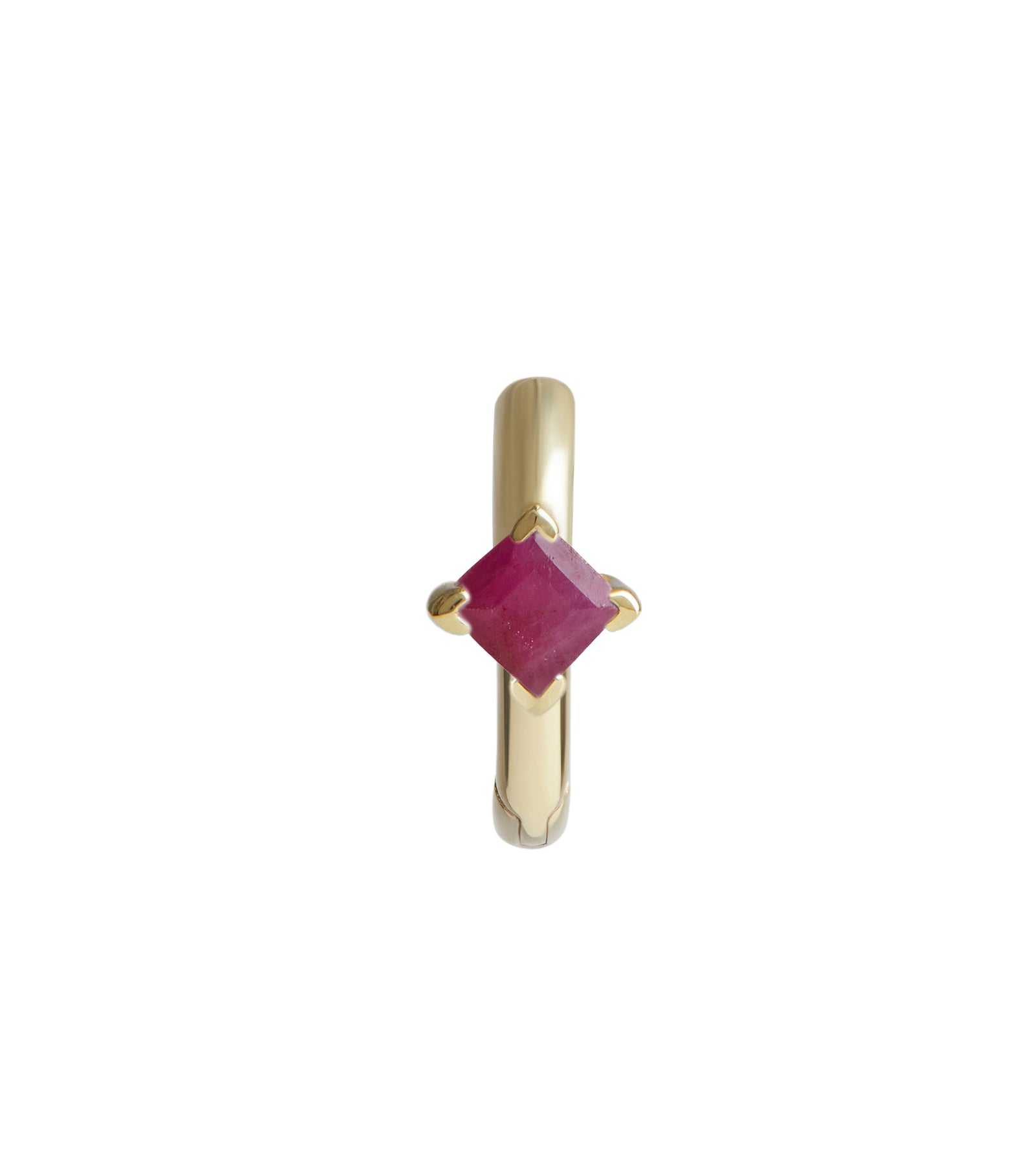 Birthstone Square Piercing Huggie Solid Gold