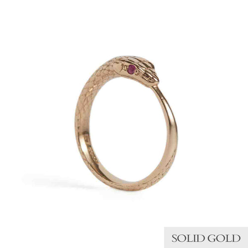 Ouroboros Snake Ring with Rubies or Sapphires Solid Gold Rachel Entwistle