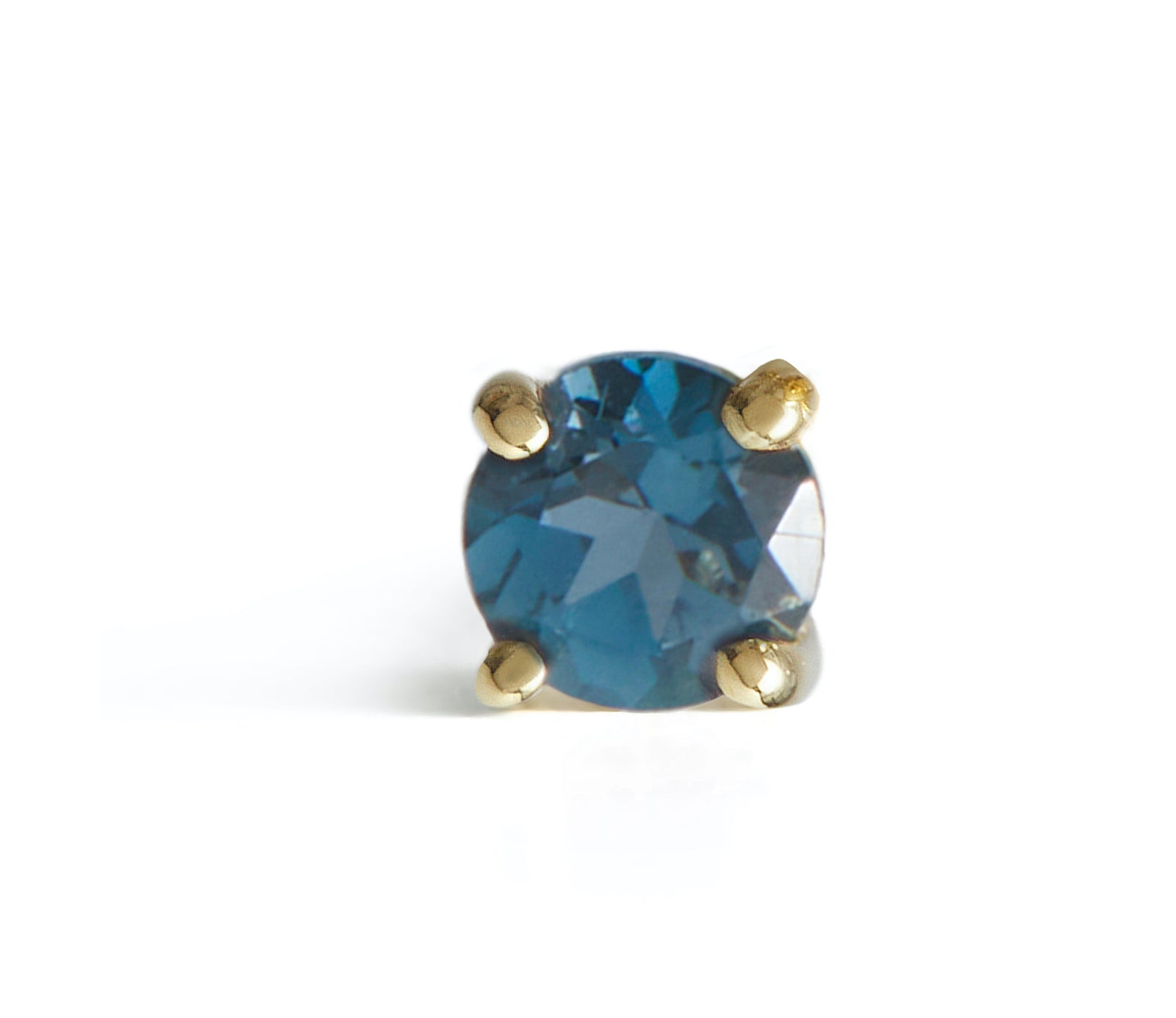 Birthstone Round Stud Solid Gold