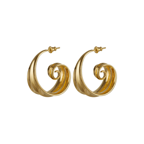 Athena Spiral Hoop Earrings Gold Rachel Entwistle
