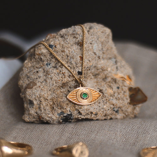 Rays of Light Pendant with an Emerald Solid Gold Rachel Entwistle