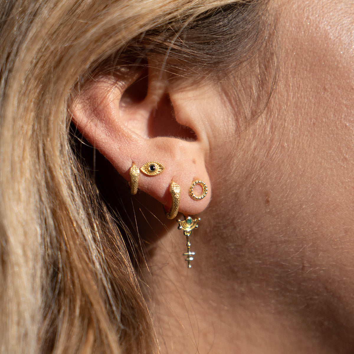 Celestial Mini Ear Jacket Gold with an Emerald