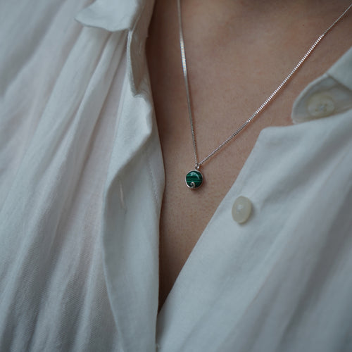 Atlantis Malachite Mini Necklace Silver Rachel Entwistle