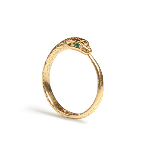Ouroboros Snake Ring  Gold Limited Edition with Emeralds Rachel Entwistle