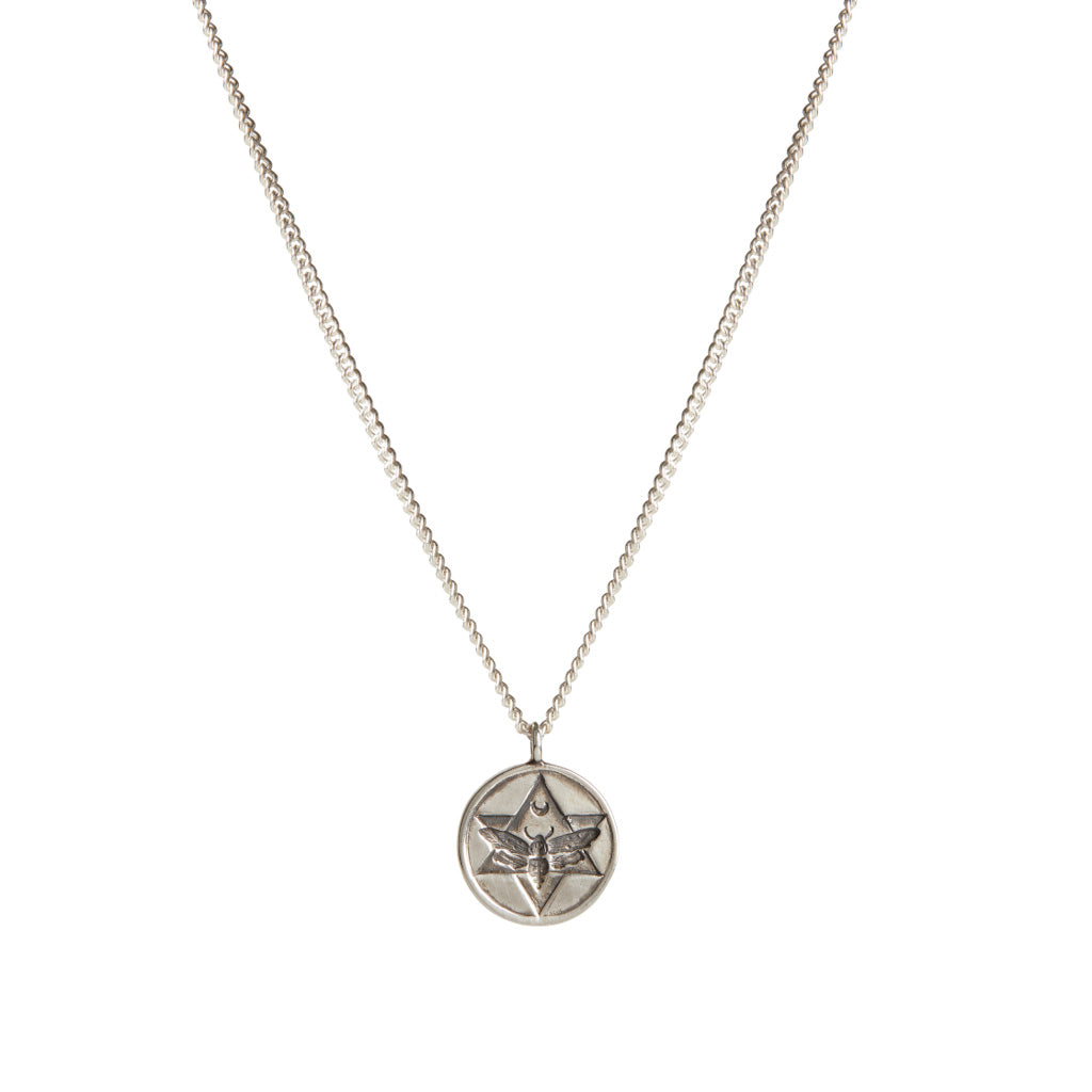 Lunar Coin Necklace Silver