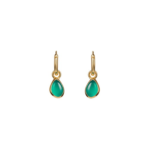Apollo Green Onyx Mini Hoop Earrings Gold Rachel Entwistle