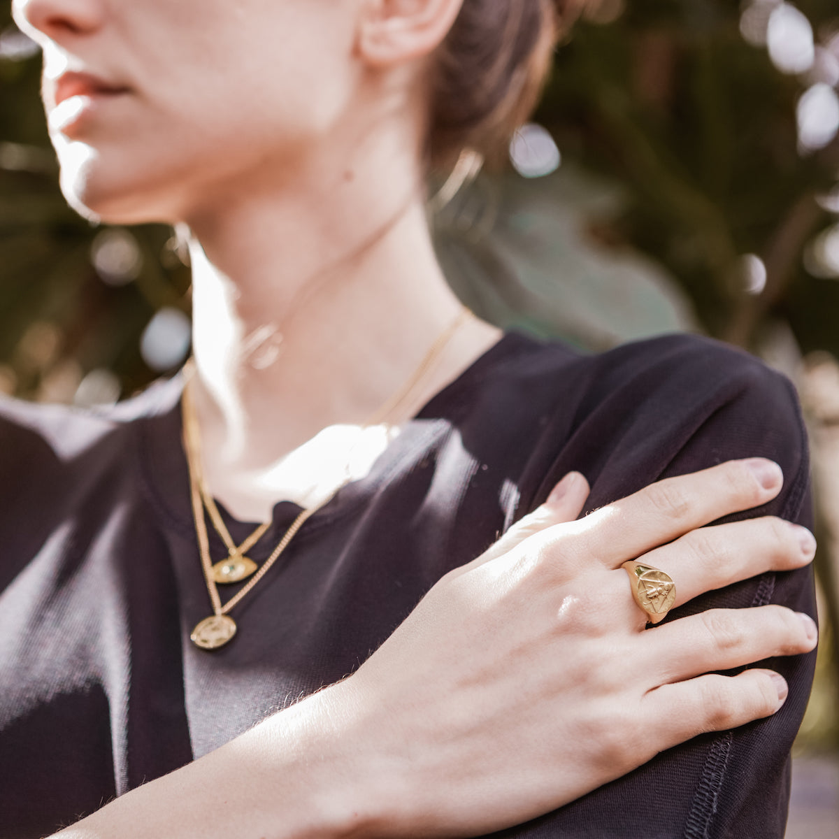 Scarab Signet Ring with Sapphire Solid Gold
