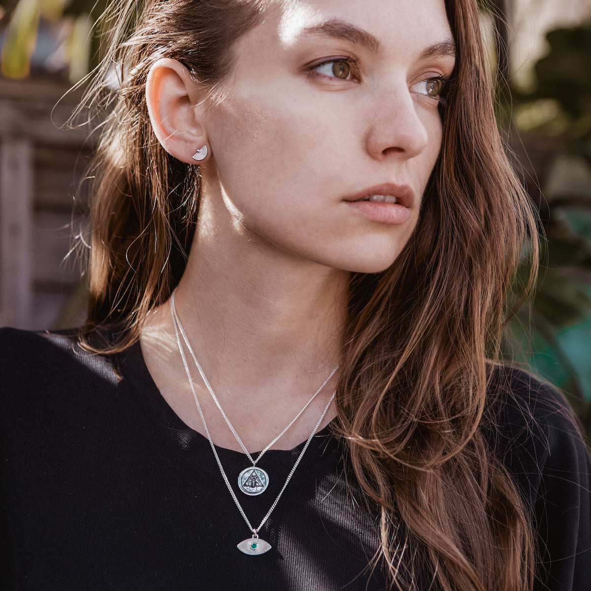 Rays of Light Necklace Green Onyx Silver