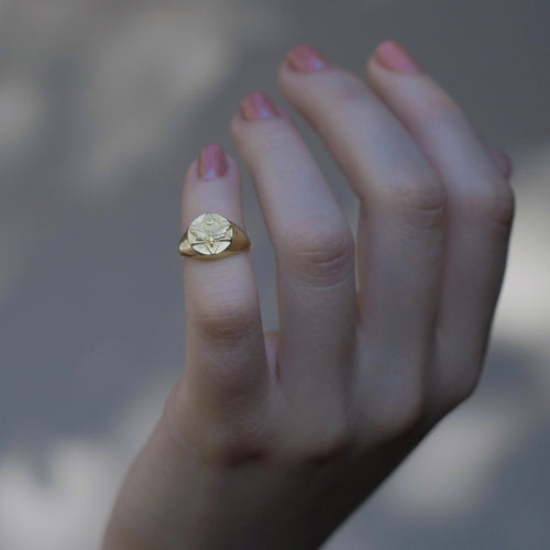 The Lunar Pinky Signet Ring Silver Rachel Entwistle