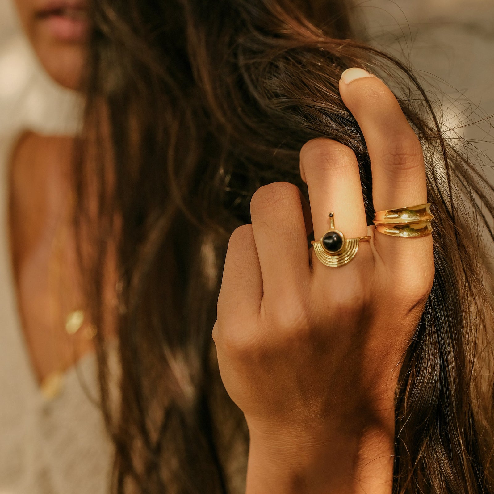 Interstellar Ring Black Onyx Gold