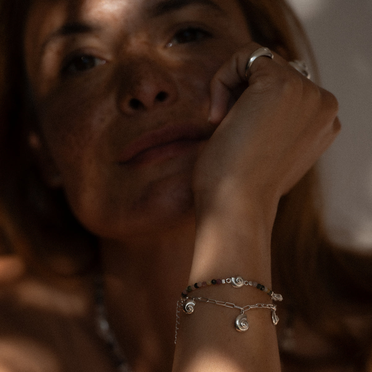 Inanna Spiral Tourmaline Bracelet Silver