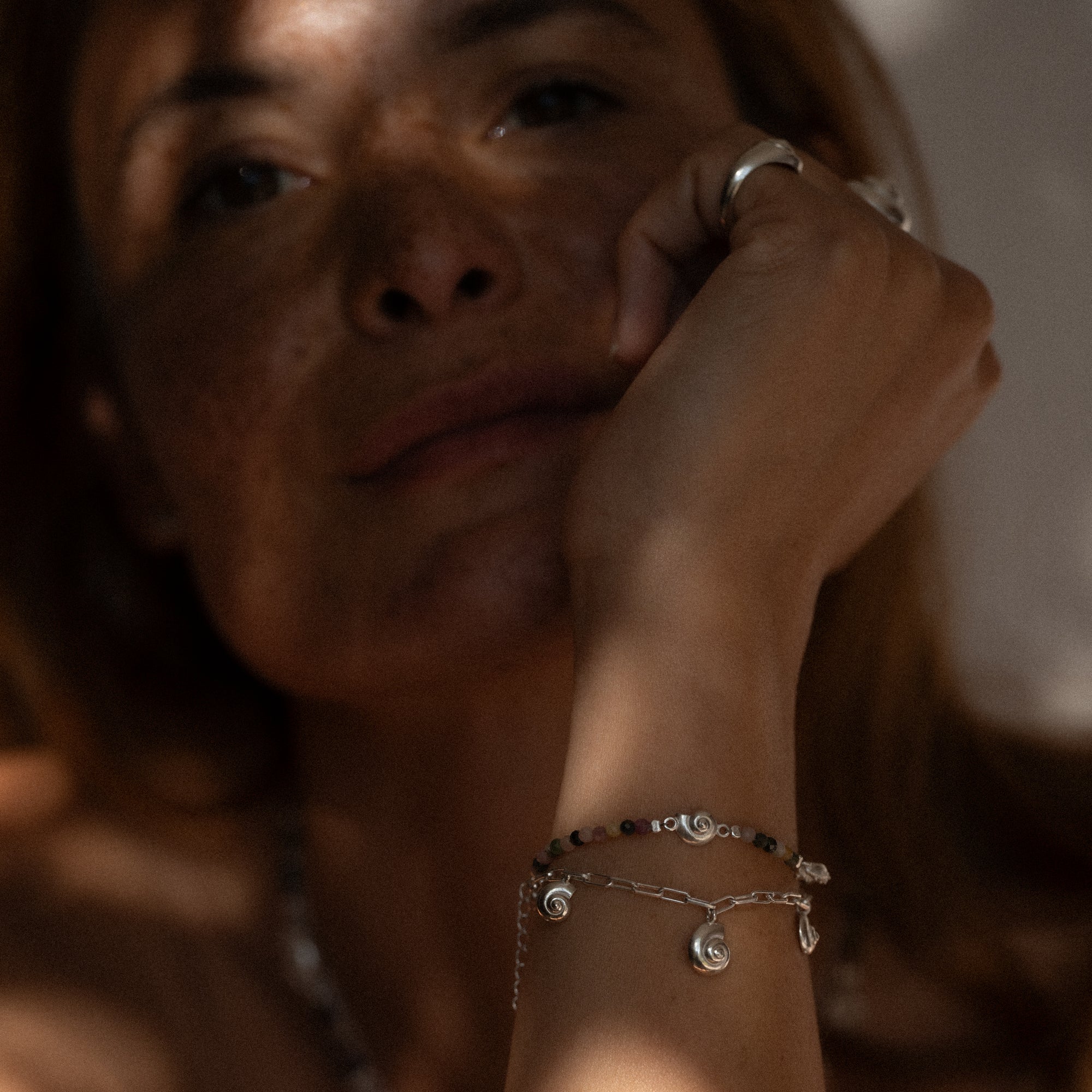 Inanna Spiral Tourmaline Bracelet Silver