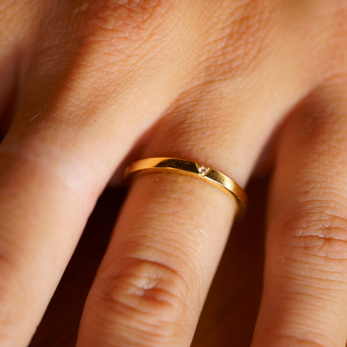 Delta Diamond Ring Solid Gold