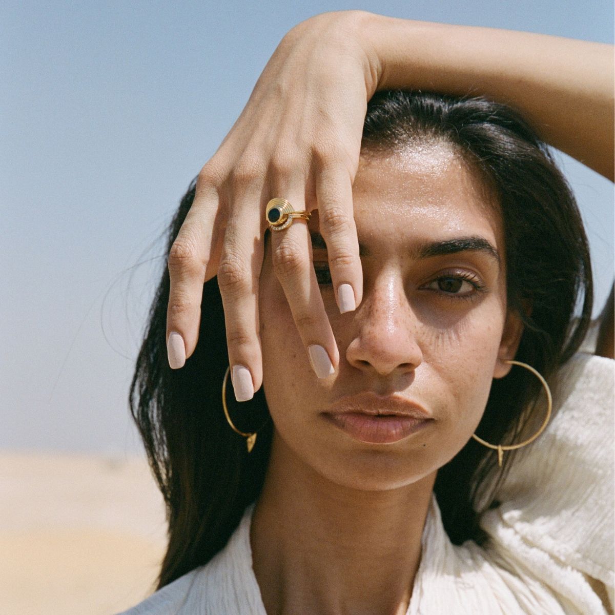 Interstellar Fine Stack Black Sapphire Solid Gold