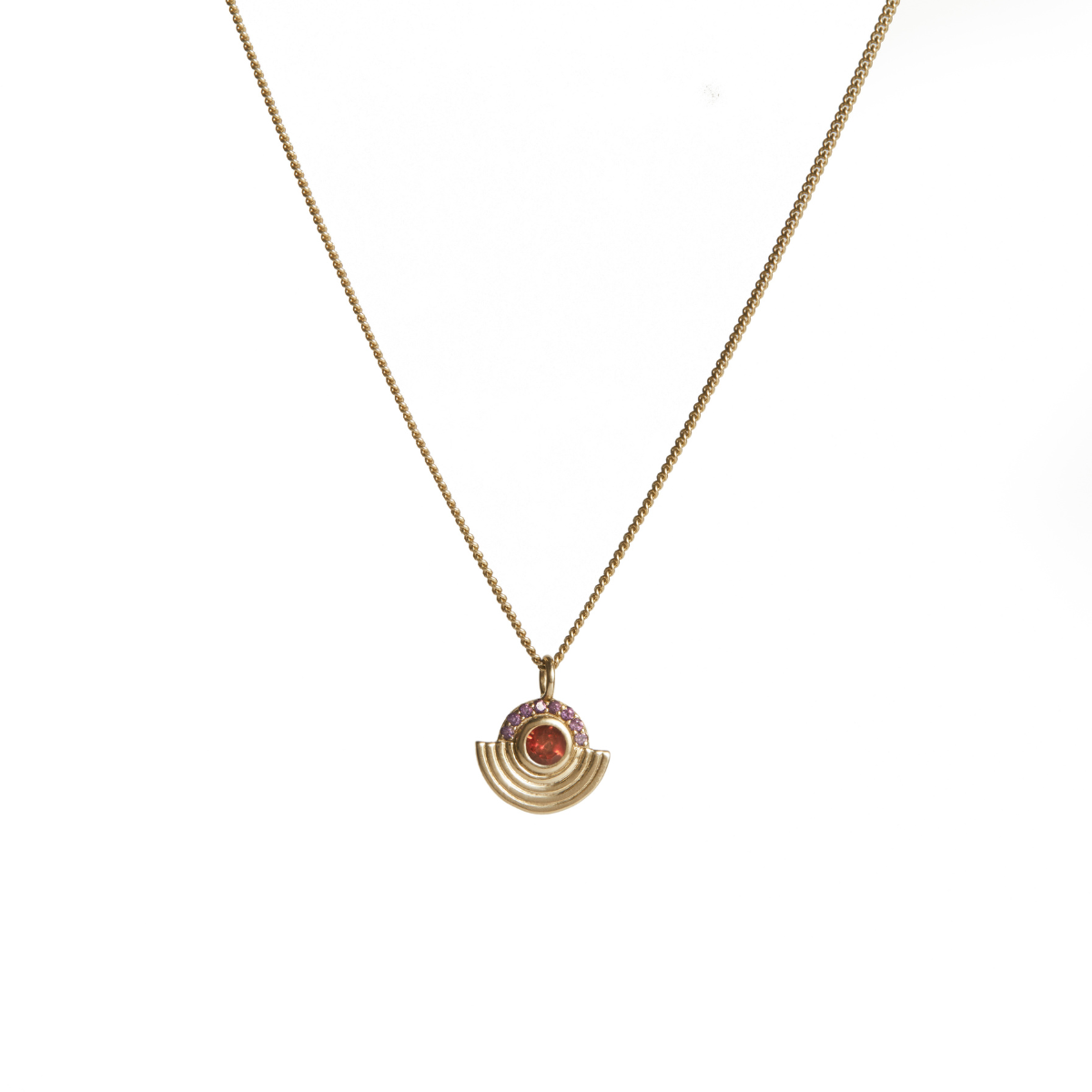 Interstellar Pendant Garnet and Amethyst Solid Gold